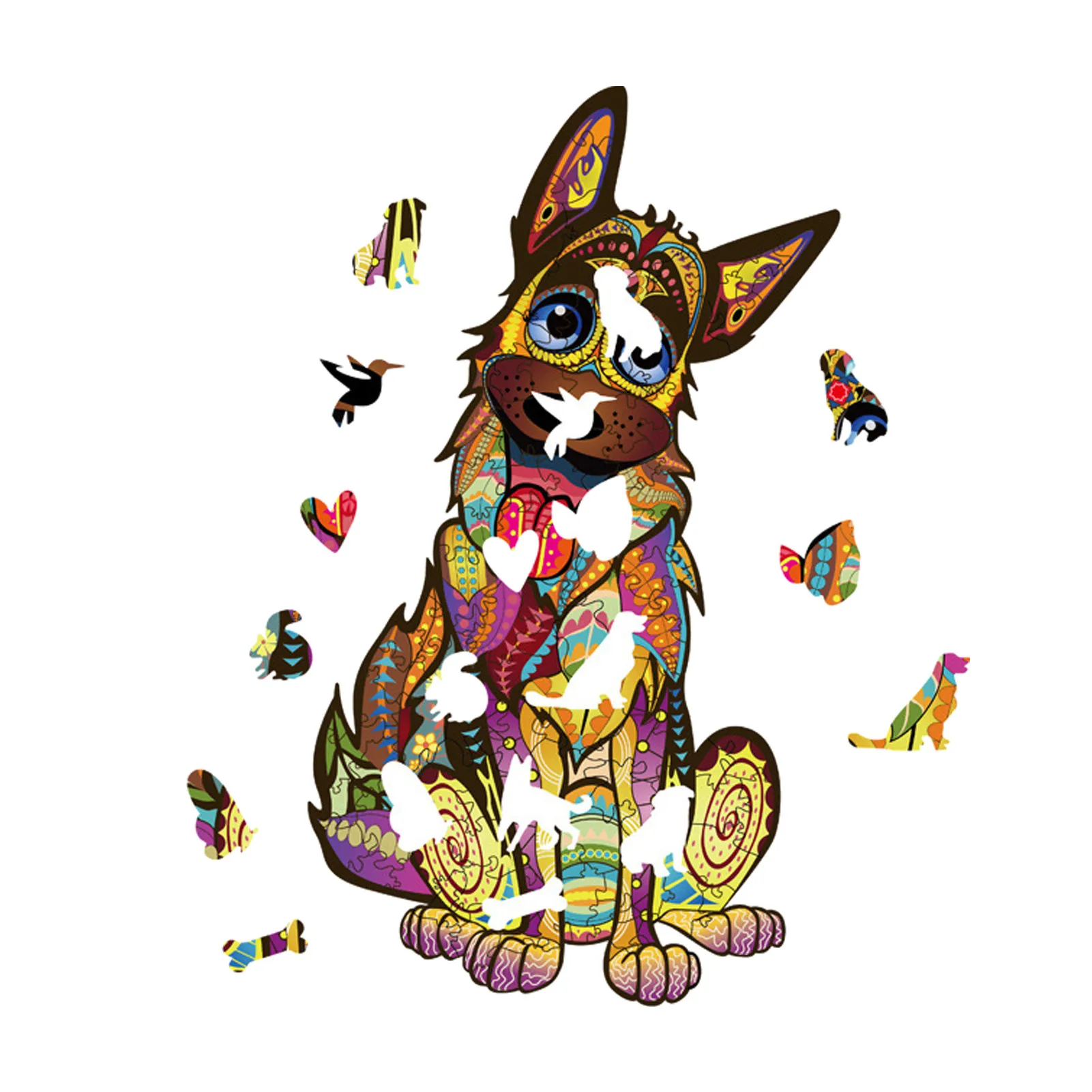 

Деревянный пазл, уникальная форма собаки, Пазл «сделай сам», каждая деталь в форме животного, головоломка «d», игрушка для взрослых и детей, п...