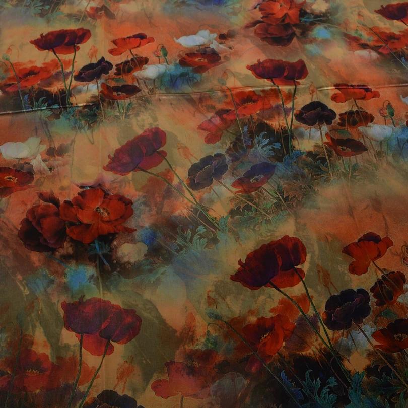 BYSIFA| Ladies Red Poppies Scarves Printed Fashion Elegant Satin Silk Long Scarf Shawl 2021 New Muslim Neck Head Scarves160*70cm |