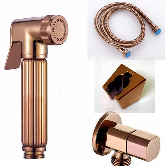 Розовое золото латунный распылитель для биде ручной унитаза набор shattaf медная