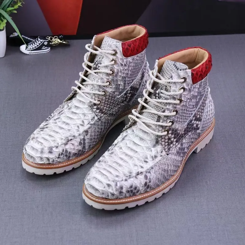 

2021 new Python Leather genuine casual Martin boots autumn and winter men's high quality designer fashion shoes luxury brand