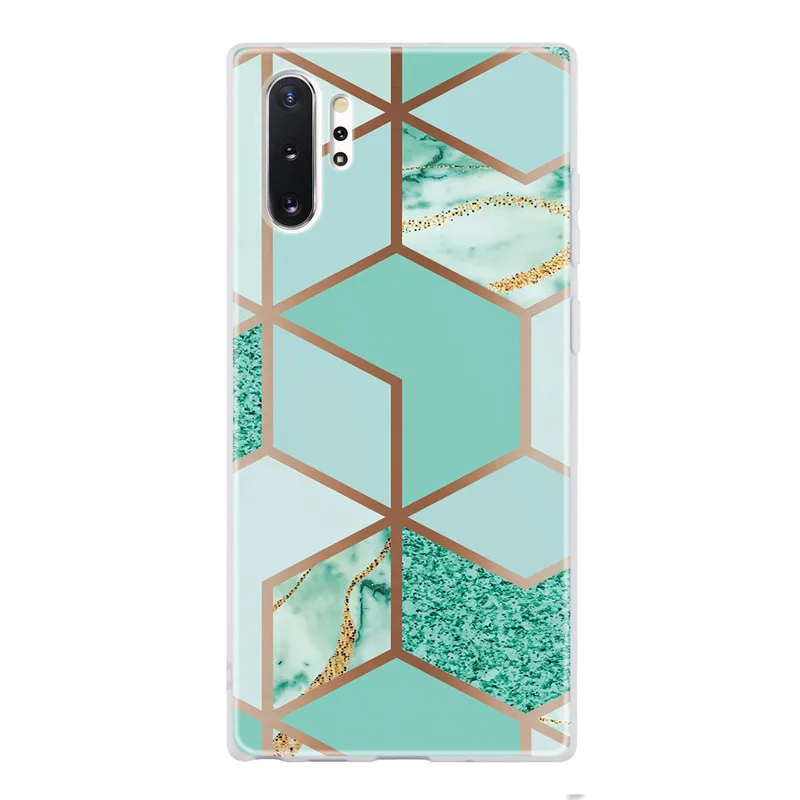 Покрытие с геометрическим рисунком Мрамор чехол для samsung Galaxy Note 10 плюс S8 S9 S10 S10E J4 J6 A6 A7 A8 A5 J3 J5 J7 Мягкий ТПУ чехол с мультипликационным рисунком - Цвет: Green