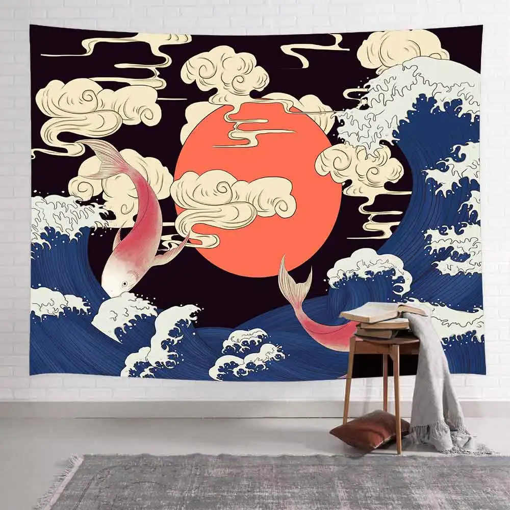 Настенный Гобелен Simsant Great Wave с изображением Кита Триппи океанских животных для