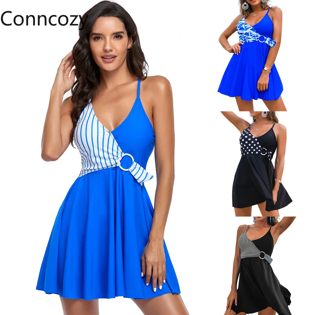 Купальный костюм для женщин танкини Красный Полосатый раздельный купальник