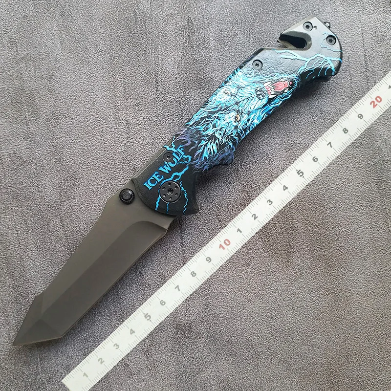 Бесплатная доставка 3D ледяной Волк тактический складной нож алюминиевая