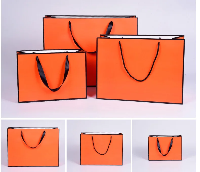 10pcs Paper Bag With Frame Border Customize 1C Logo For Promotion Clothing Gift bag packaging shopping twill wedding birthday | Дом и сад