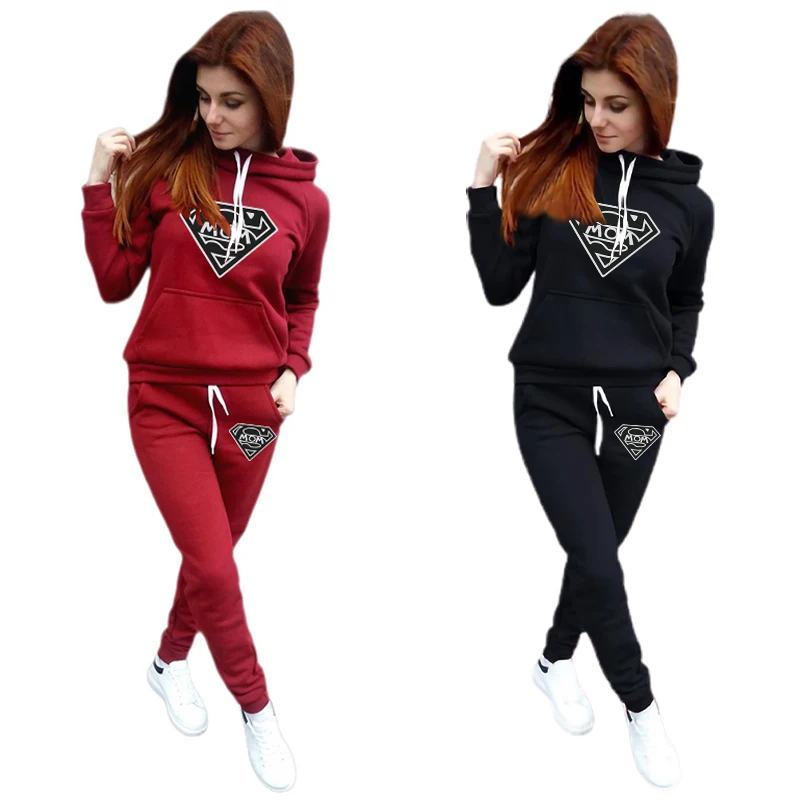 

Women's Tracksuit Hooded Sweatshirts and Sweatpants High Quality Ladies Outdoor Casual Sports Hoodie Set