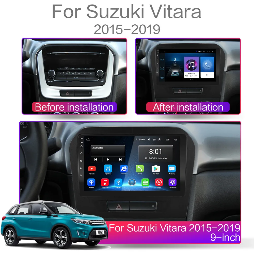 Автомагнитола 2DIN для Suzuki Vitara мультимедийный видеоплеер на Android 2015 2016 2017 2018 2019 с Gps