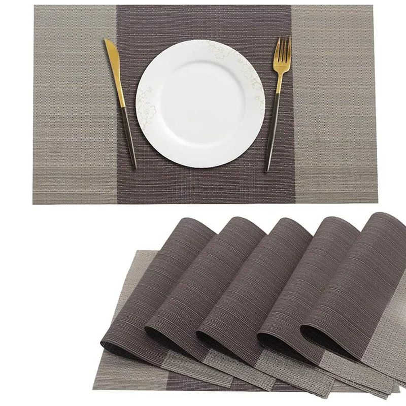 

Placemat Set Of 6 Heat Resistant Placemats Washable PVC Placemats Wear-Resistant For Table