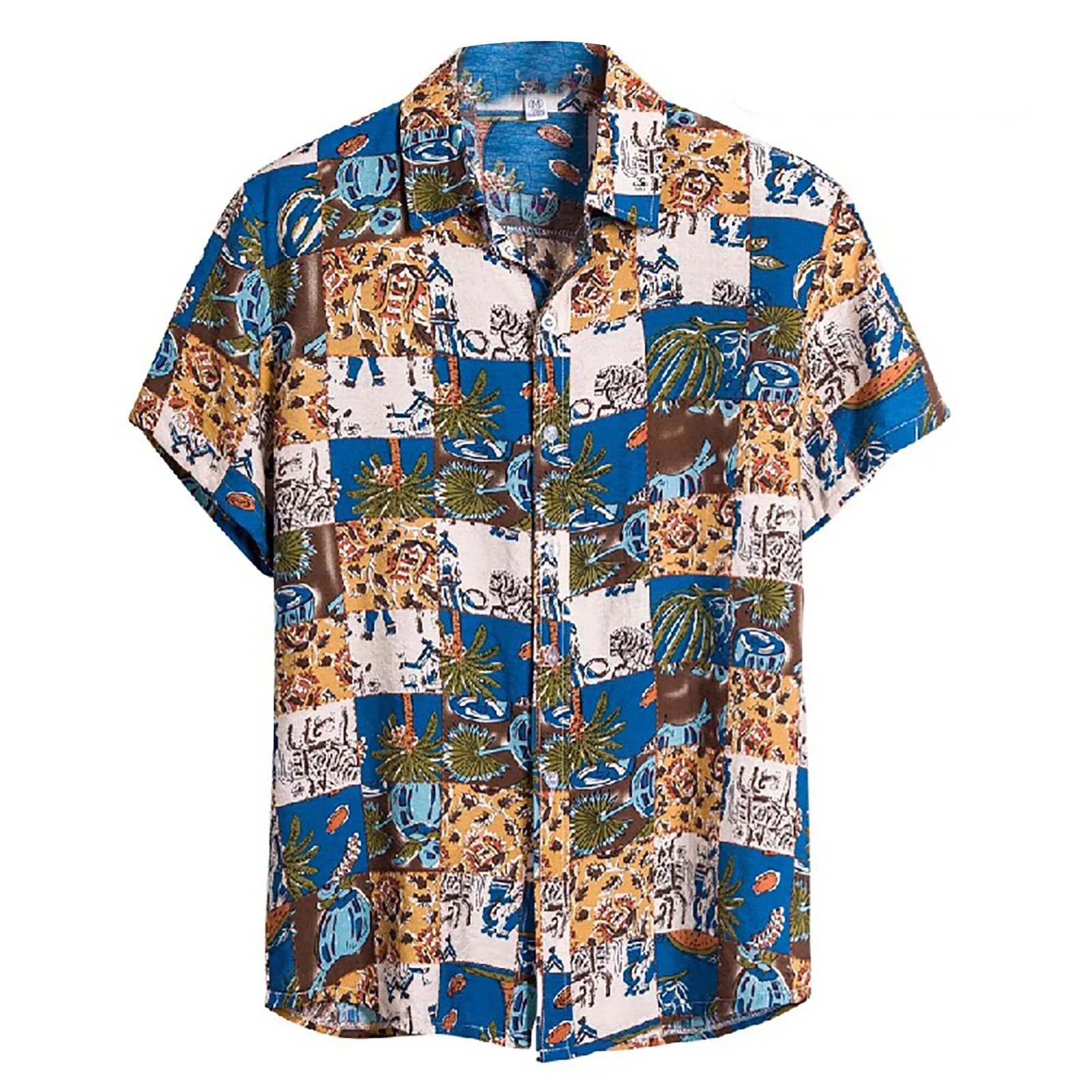 

Hawaiian Summer Men Ethnic Style Shirts Casual Printed Short-sleeve Tops Blouse Beach Holiday Floral Streetwear Camisa Masculi