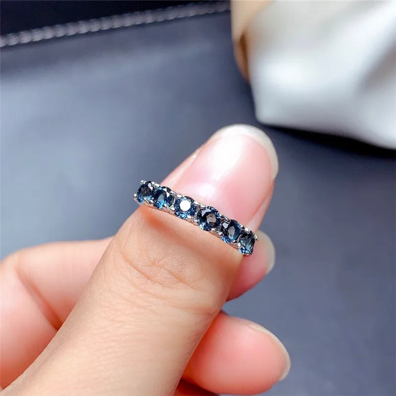 

MDINA London Blue Topaz Ring 3MM Natural Gemstone Jewelry for Young Girl Birthday Gift Real 825 Sterling Silver Free shipping