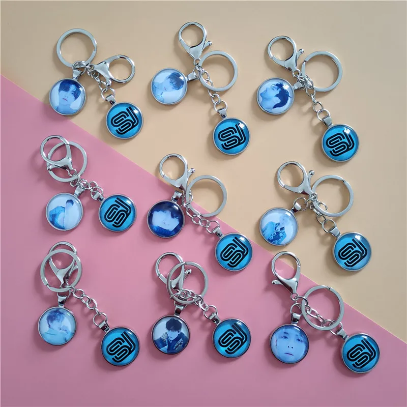 

Super Junior Kpop TIMELESS Double Picture Metal Keychain Star Same Official Peripheral Keyring Fan Gifts Collection
