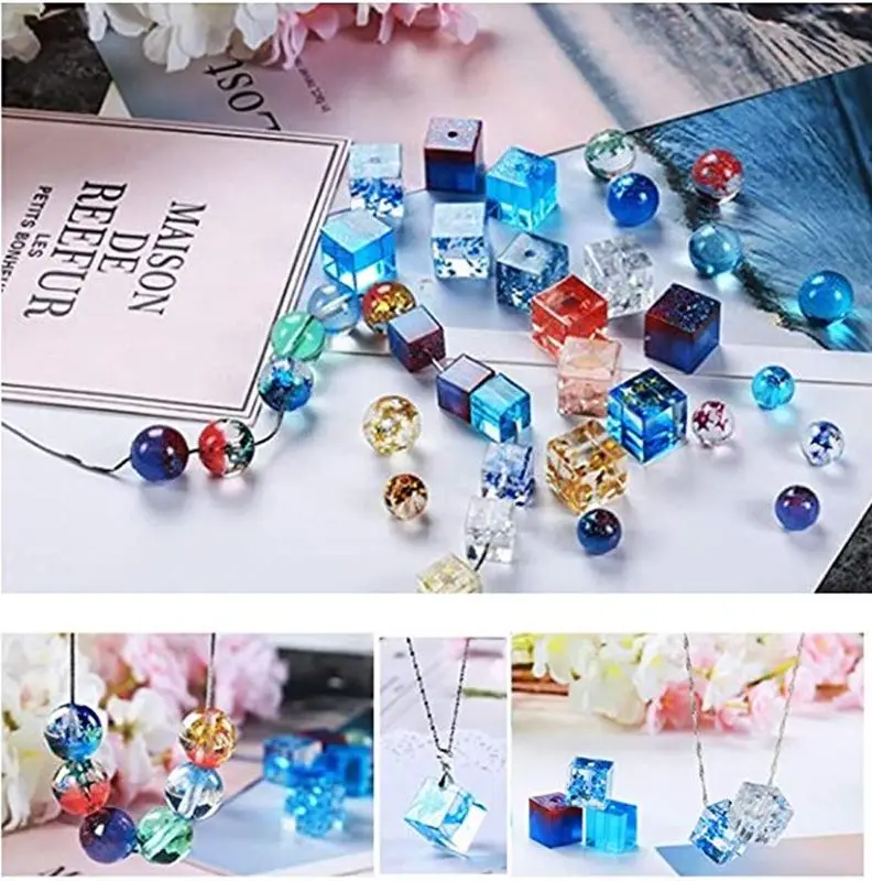 12 шт. круглые квадратные бусины всех размеров формы для смолы изготовление