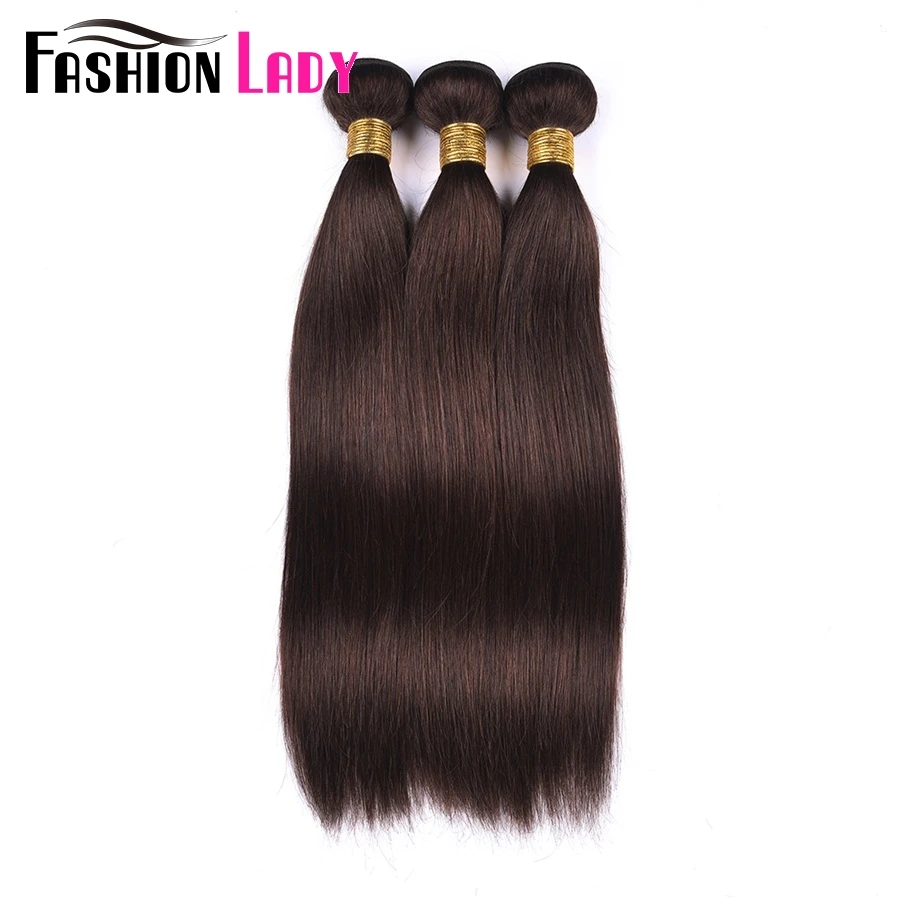 

Fashion Lady Pre-Colored Brazilian Hair Straight Hair Bundles 3/4 Bundles Dark Brown Color #2 Human Hair Extensions Non-Remy
