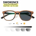 Очки для чтения SWOKENCE фотохромные, похожие на дерево, солнцезащитные очки-хамелеоны, для пресбиопии SPH + 25-+ 600, для мужчин и женщин, R129