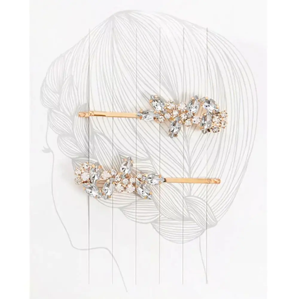 Новые модные женские Стразы шпилька для волос в виде листа золотого и