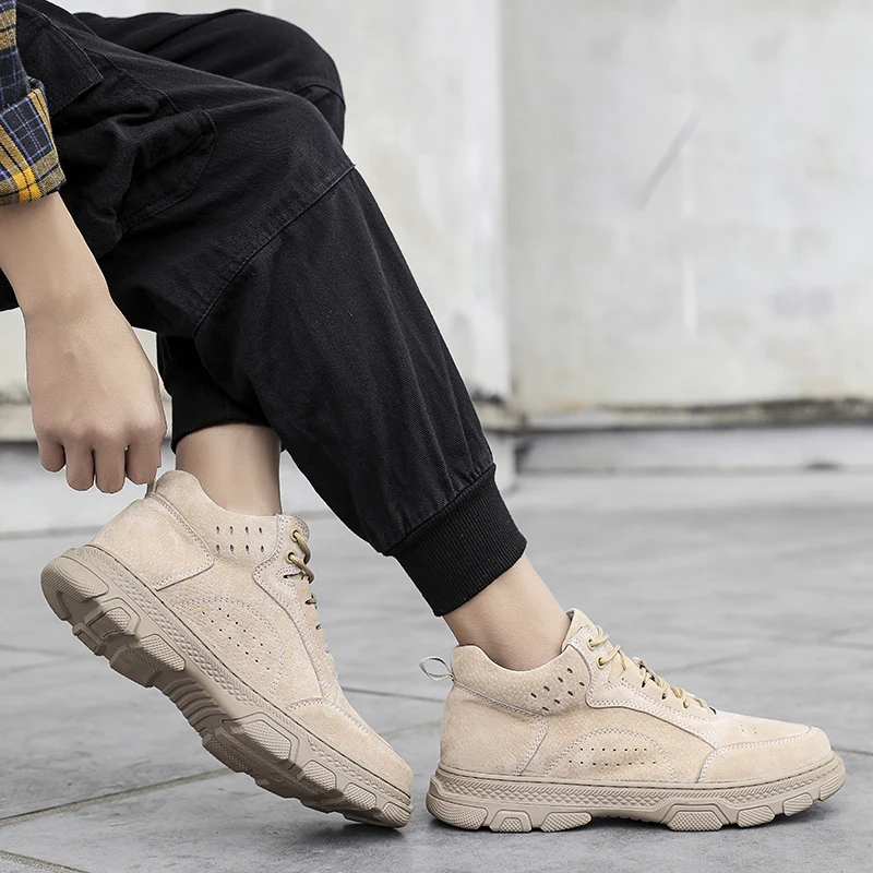 Harga Sepatu Pria Kulit Suede Sepatu Kasual Pria Sepatu Kets Pria Oxford Sepatu Lace-Up Outdoor Ankle Boots Desainer Pria Flat