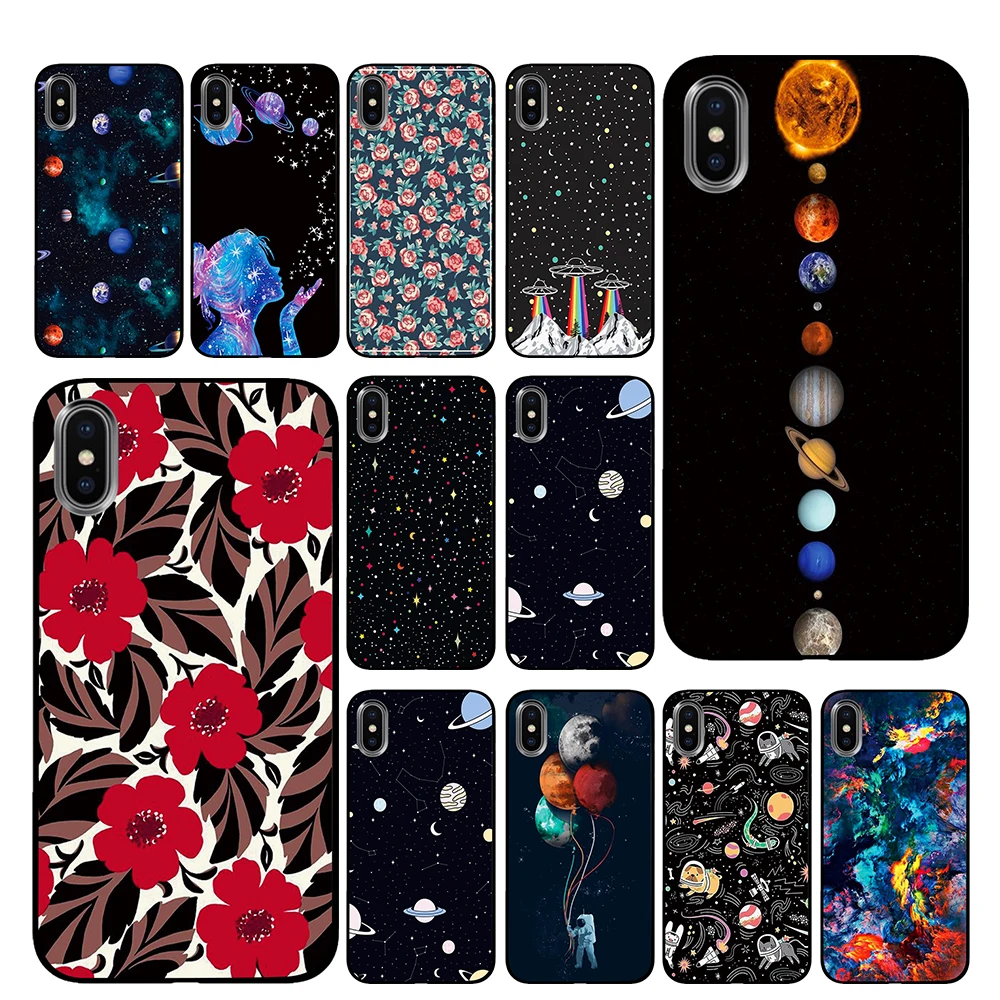 Космический черный чехол ТПУ для iPhone 5 5S 6 6s 7 8 Plus X XS XR 11 Pro Max|Чехлы-накладки| |