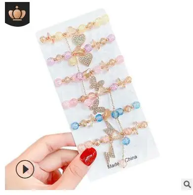 Новый модный детский браслет принцессы из мультфильма со стеклянными бусинами