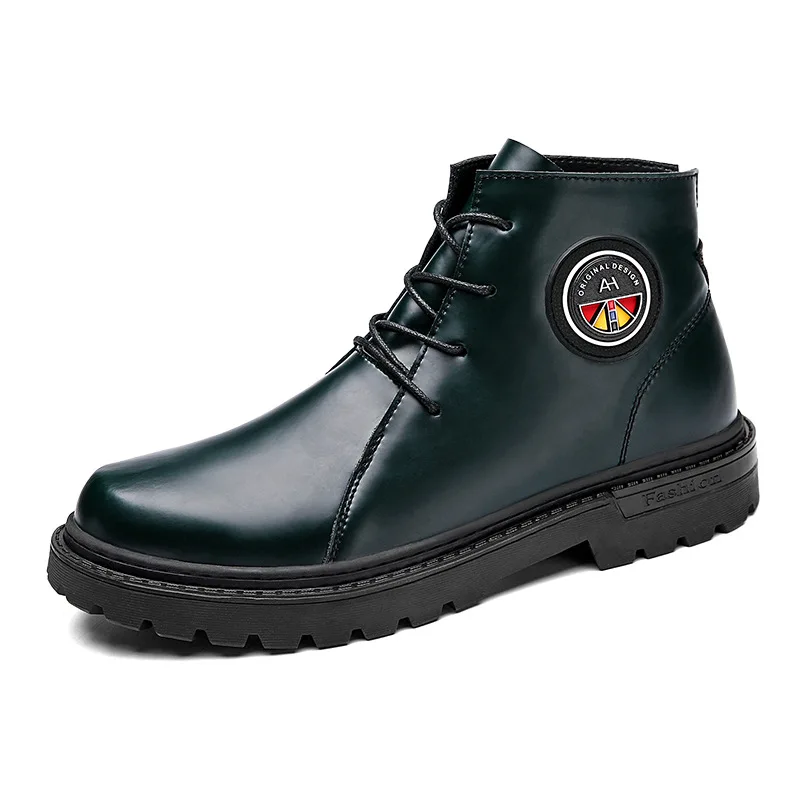 

Winter Men Martin Boots Lace-up Pu Breathable Round Head Viscose Casual Shoes Genuine Leather Lightweight Comfortable Large Size