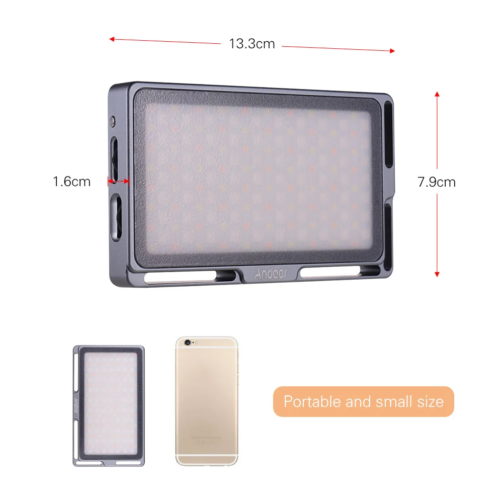 Andoer портативный 2500K-8500K мини Карманная камера заполняющий светильник RGB LED видео
