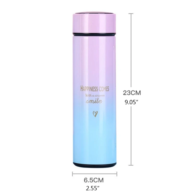 

OOTDTY Gradient Color Thermos Cup Stainless Steel Smart Vacuum Flask Portable Insulated Water Bottle Coffee Mug Drinkware