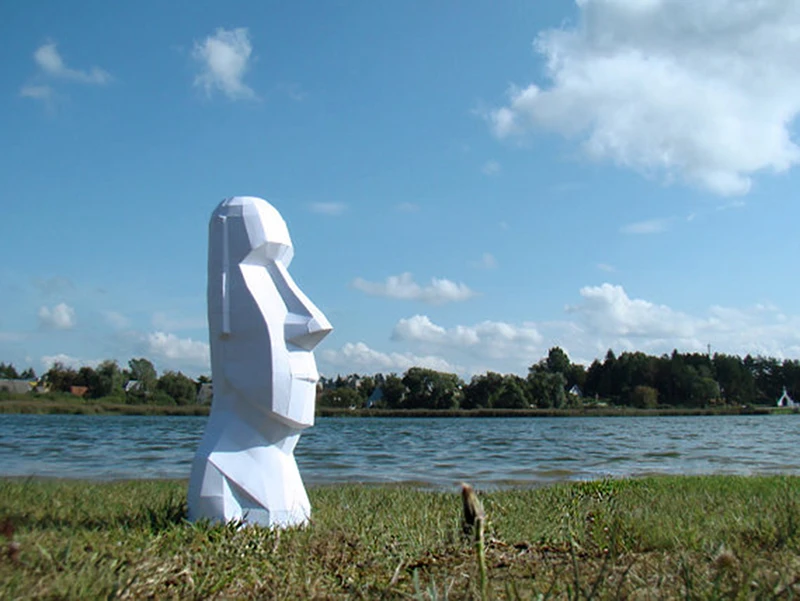 Домашнее украшение сделай сам Пасхальная статуя фигурка бумажная модель пазлы