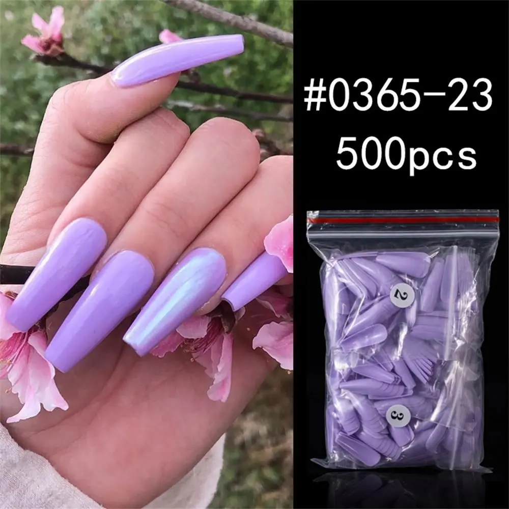

500pcs Candy color UV Gel Acrylic DIY False Nail Tips Manicure Full Cover Coffin Fake Nails