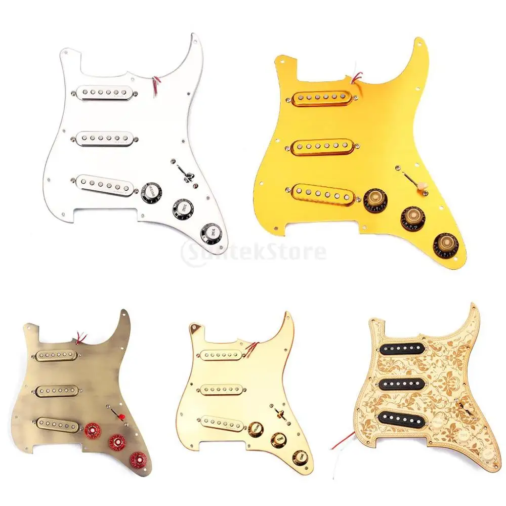 

Prewired 3-ply Pickguard Scratchplate SSH 2-single Coil & 1 Dual Coil Pickup w/ Magnets for Fender ST Guitar