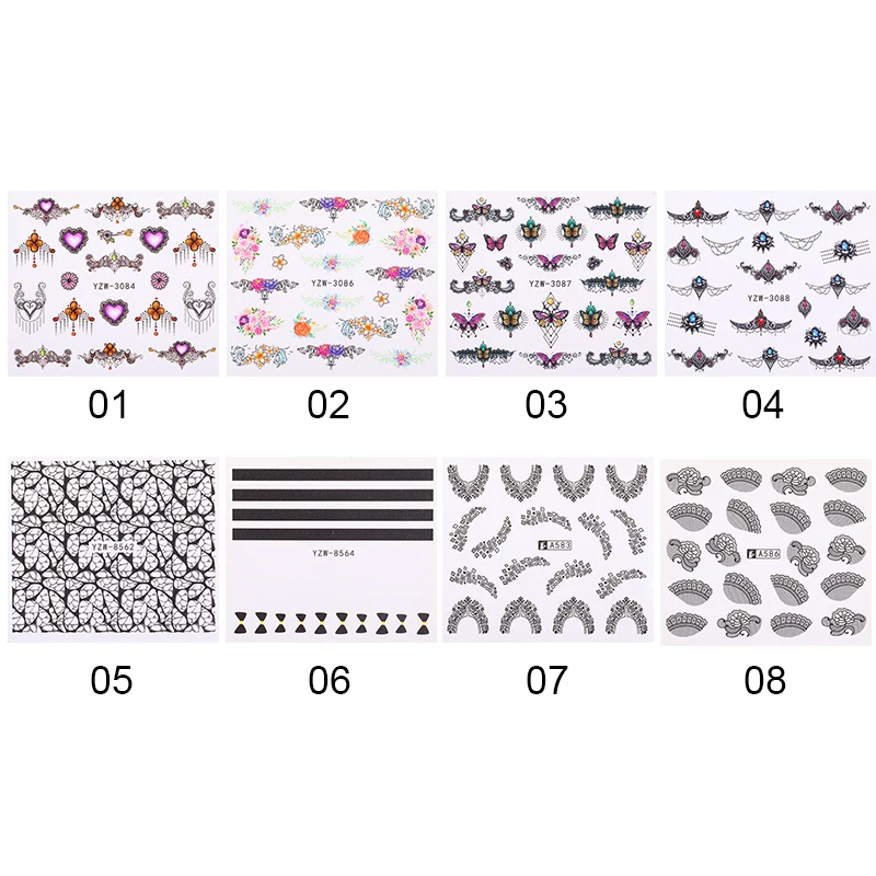 1 лист ожерелье узор простой полосой ногтей водяные наклейки для маникюр