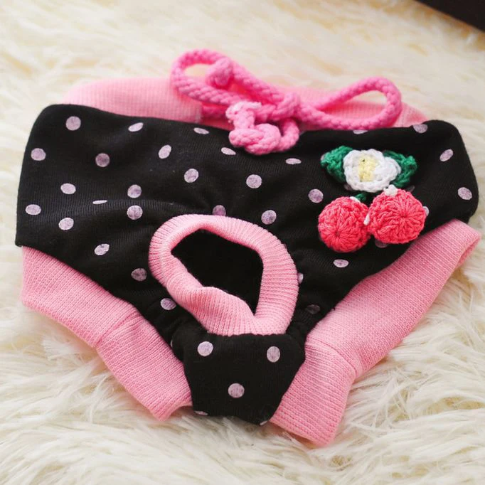 Black cherries Fenice маленькие милые собачий санитарный брюки для питомцев нижнее белье гигиенические штаны короткие хлопчатобумажные физиологические трусики для животных полосатые подгузники нижнее белье - Цвет: Black cherries