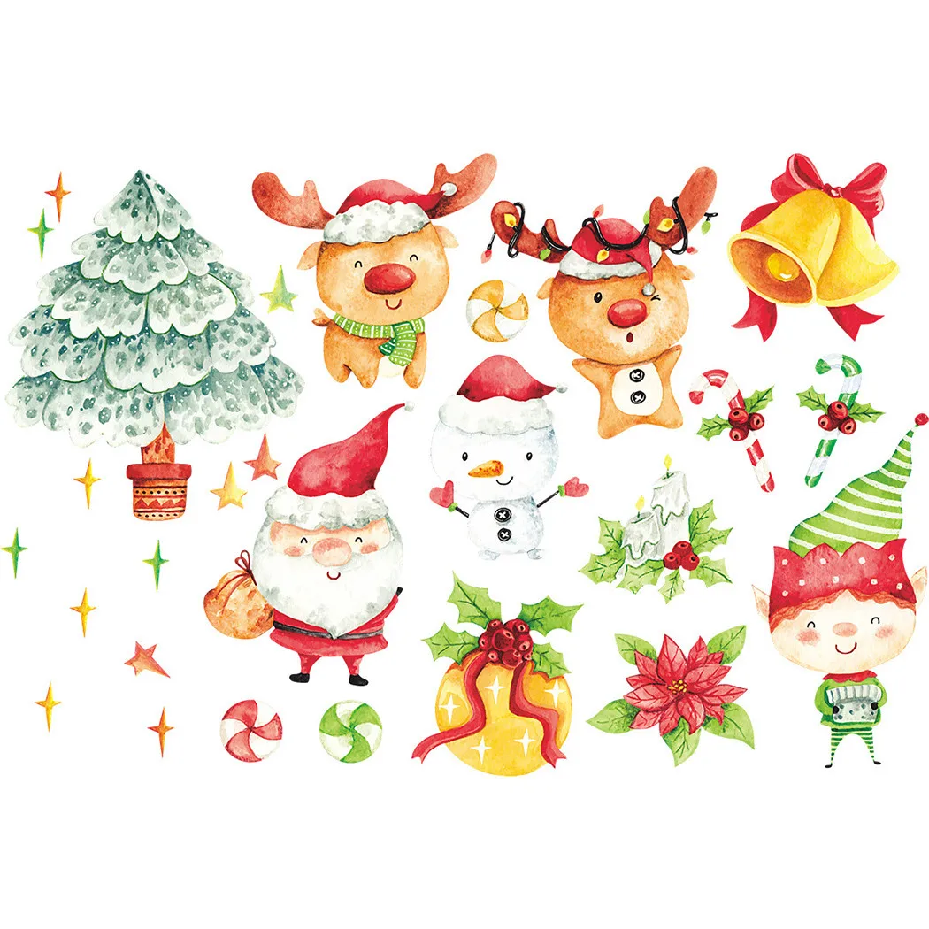

1pc 55 X 37cm Christmas Walls Stickers Removable Vinyl Decals For Xmas PVC Home Decoration Stickers & Posters Wall Stickers