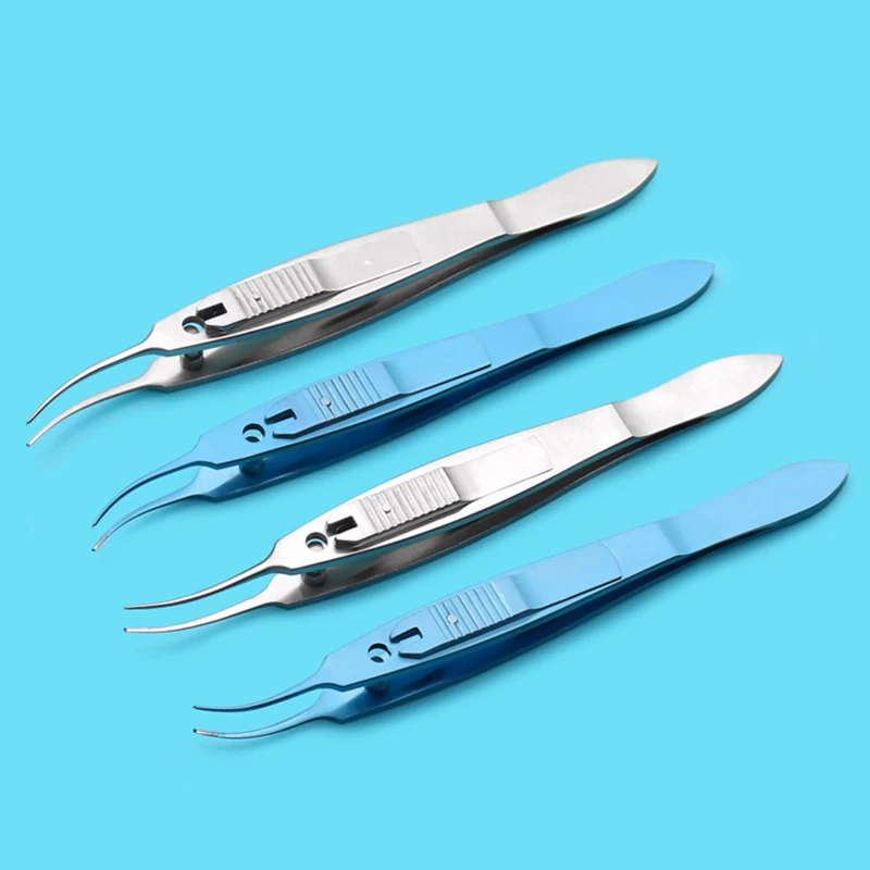 

Ophthalmic microinstruments locking strabismus forceps left right straight strabismus surgical tools stainless steel titanium