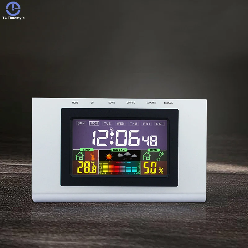 Часы с цветным экраном и будильником для погоды электронные часы календарем