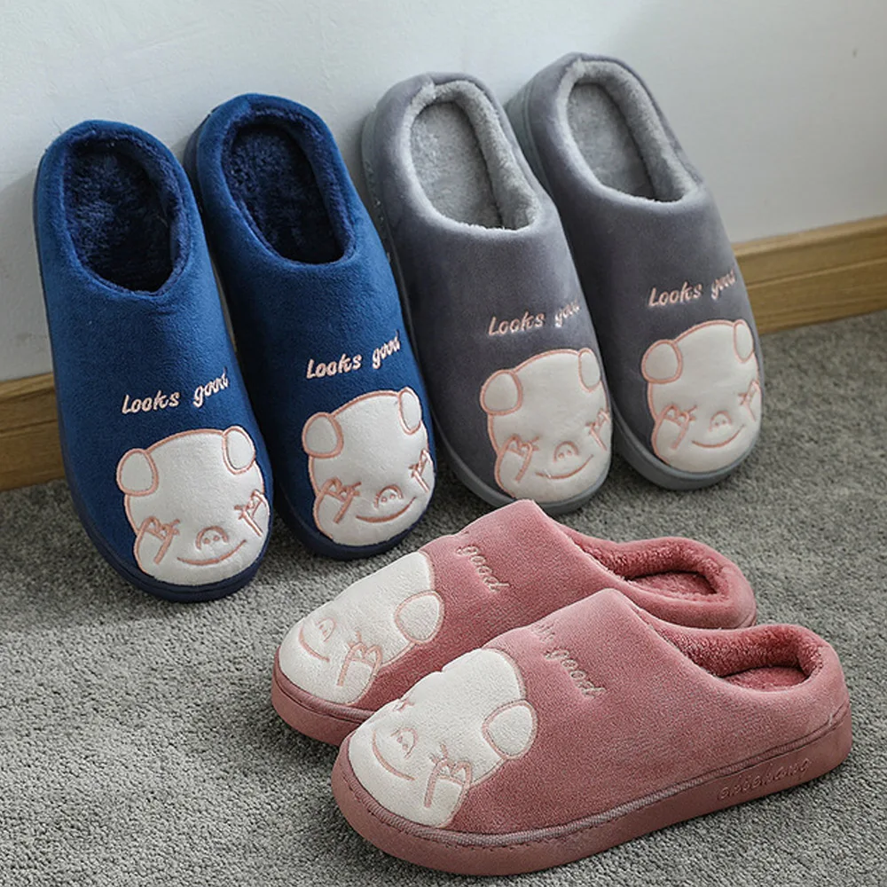 Женские хлопковые тапочки Сезон осень-зима Домашняя обувь на нескользящей