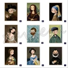 Алмазная 5D картина сделай сам, мультяшная милая девушка, полностью квадратнаякруглая вышивка крестиком Ван Гог, Мона Лиза, жемчужные серьги, вышивка для девушек