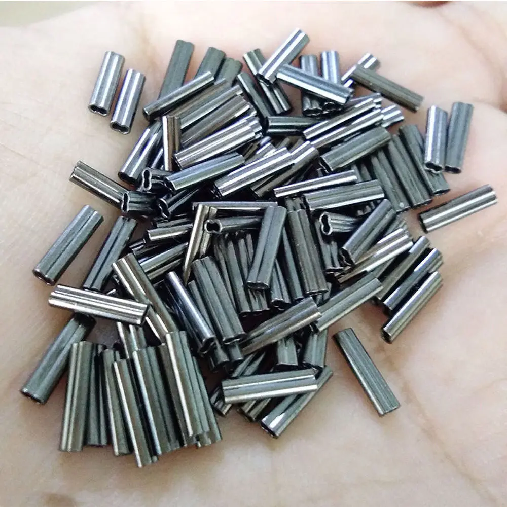 Фото 500Pcs/Lot Copper Fishing Crimp Sleeves Double Round Fishing Line Crimping Tube Wire Crimp Connector Accessories 0.8-2.6mm #4 №2