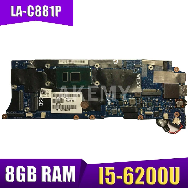 

Akemy CN-076F9T 076F9T 76F9T AAZ80 LA-C881P для DELL XPS 13 9350 13,3 дюймов материнская плата для ноутбука SR2EY i5-6200U 8 gb Оперативная память