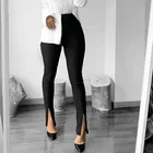 Женские брюки с эффектом пуш-ап и высокой талией, спортивные лосины с оборками для фитнеса и тренировок, облегающие брюки с разрезом, длинные расклешенные брюки