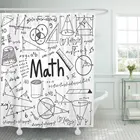 Душевая занавеска Математическая теория и математическая формула уравнение рисунок рукописное письмо в белом цвете с моделью школьное обучение водонепроницаемый