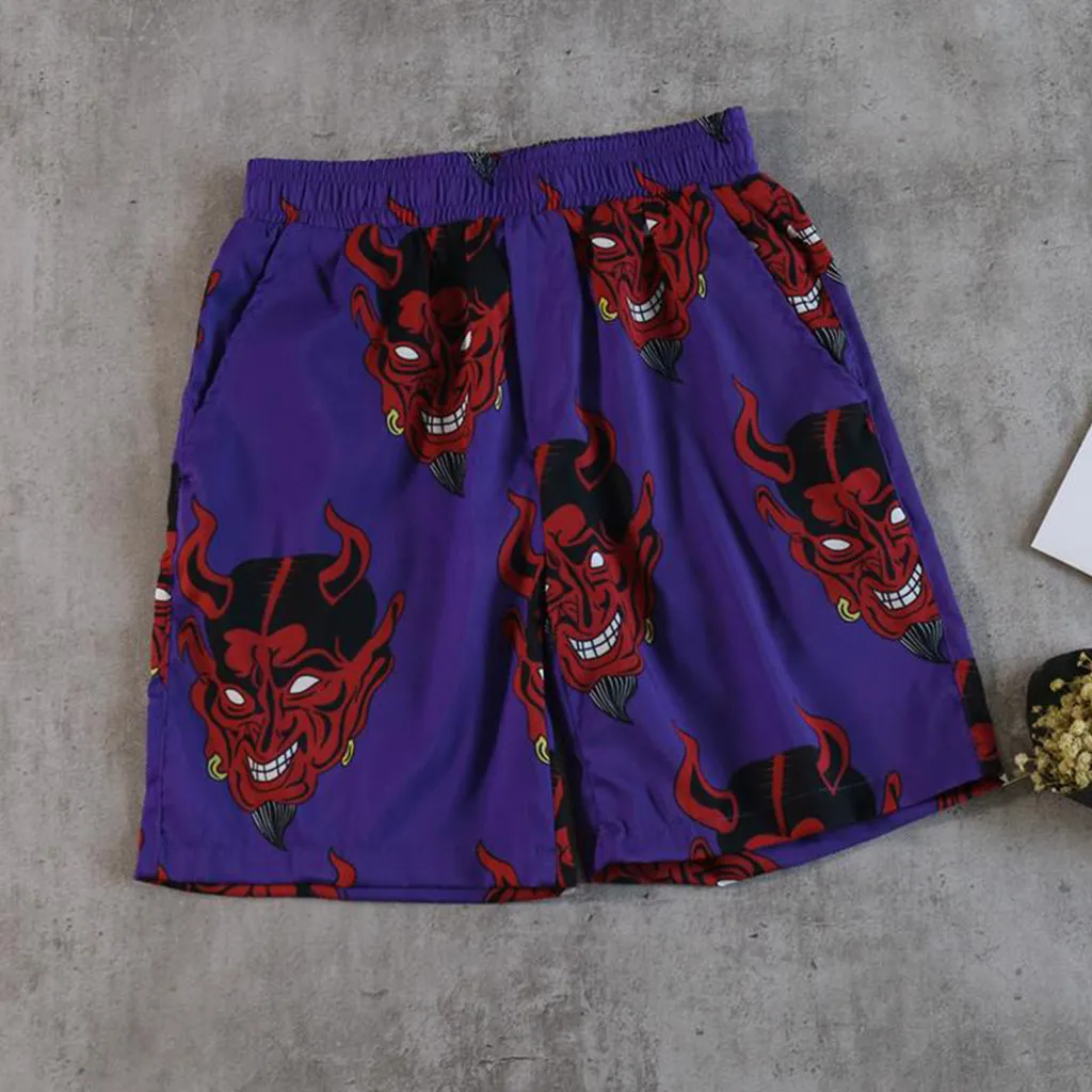 Женские летние шорты с принтом дьявола мужские и женские повседневные уличные