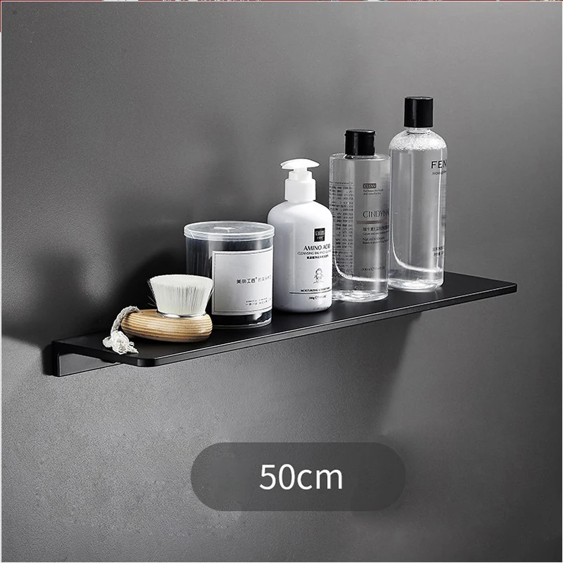 shelf 50cm Аксессуары для ванной комнаты вешалка для полотенец Держатель для полотенец угловая полка держатель для туалетной щетки крючки для халатов черный набор аксессуаров для ванной комнаты - Цвет: shelf 50cm