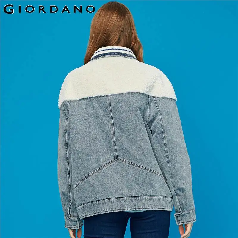 Giordano Женская куртка из полиэстера стеганая джинсовая хлопка с отложным