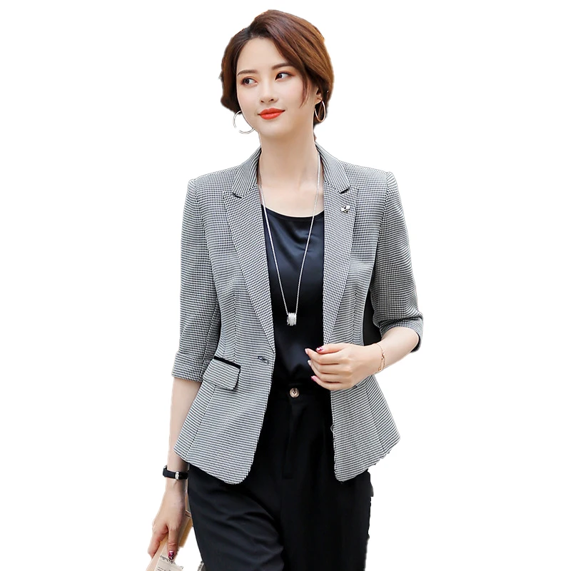 Женская элегантная деловая офисная одежда OL весенне-летние серые блейзеры и