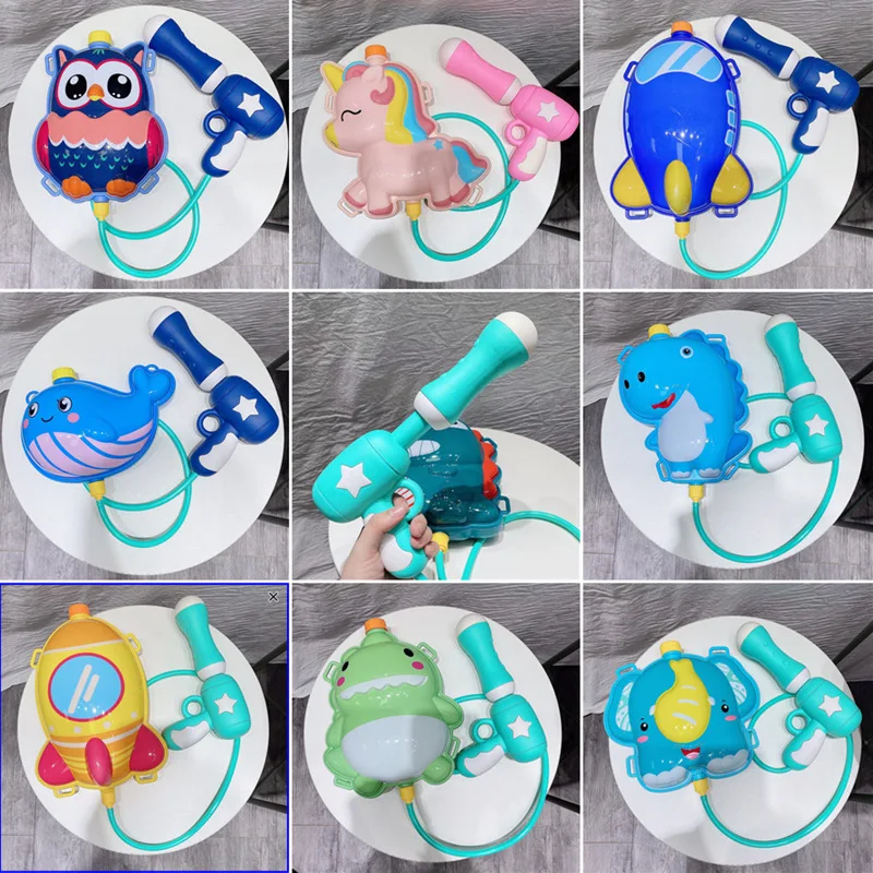 

Cartoon Animal Water Gun Backpack Children Summer Beach Toys Long Range ABS Water Spray Guns Bag with Adjustable Straps