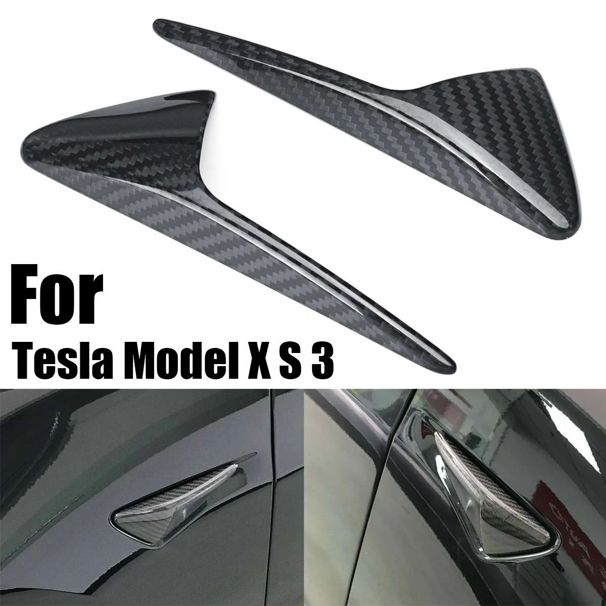 Для Tesla Model X S 3 2013-2019 углеродное волокно боковая камера крыло маркер крышка