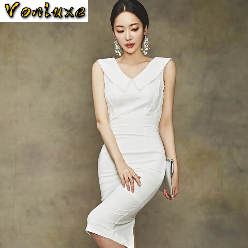 2020 Новое поступление летнее платье без рукавов для женщин тонкая обтягивающая