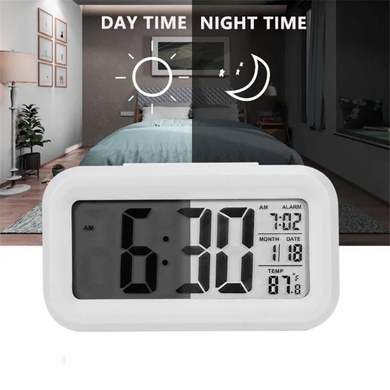 Температура версия Смарт тихий будильник светодиодный свет чувство часы с
