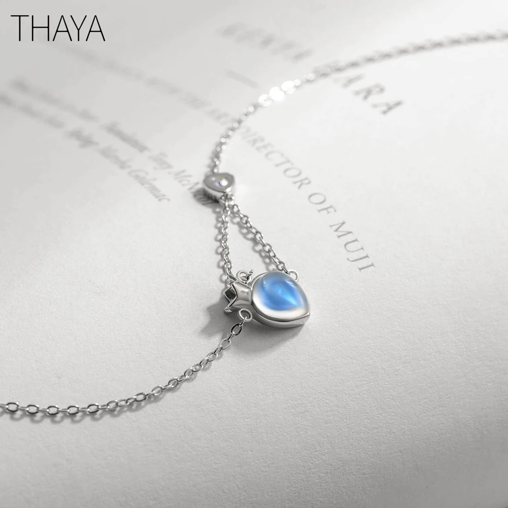 Thaya, оригинальное ожерелье принцессы и рыцаря, натуральный лунный камень, форма капли воды, дизайн, Стерлинговое Серебро, для женщин, элегантный подарок