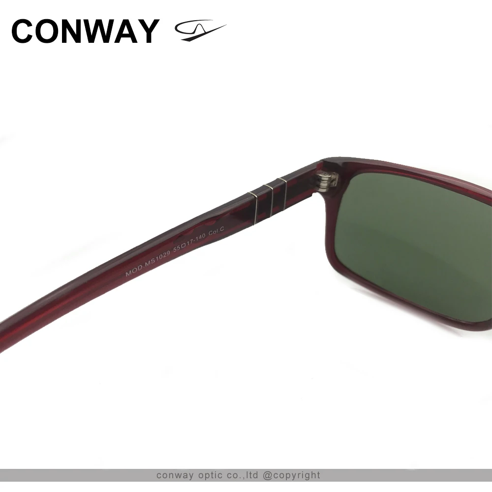 Модные солнцезащитные очки CONWAY для женщин тонкие с УФ защитой винная ацетатная