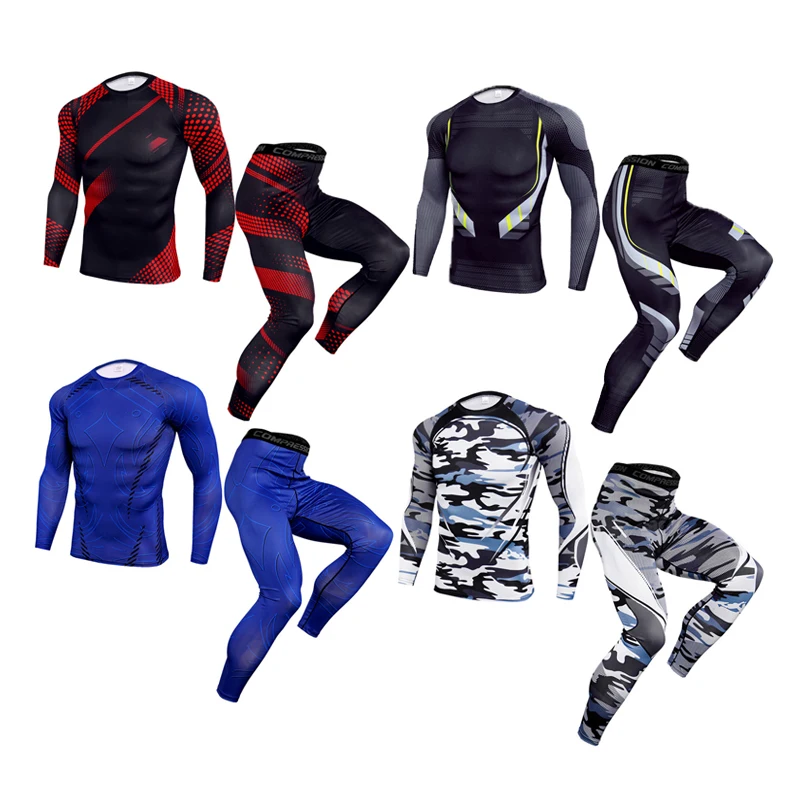 

Men's long-sleeved t-shirt tights workout clothes men's sports cool new outdoor camouflage gym rashgard male suit